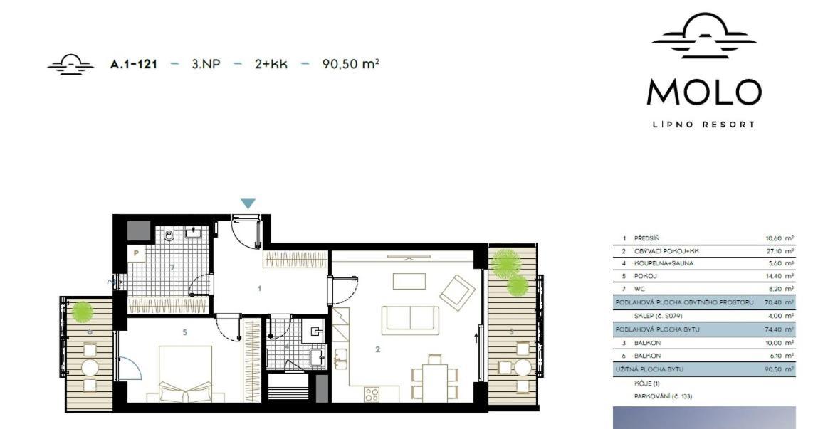 Apartament A121 Molo Lipno S Infrasaunou - Residence Koubek Lipno nad Vltavou Exteriör bild